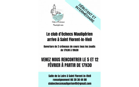 Ouverture de deux nouveaux créneaux de cours à Saint Florent-le-Vieil